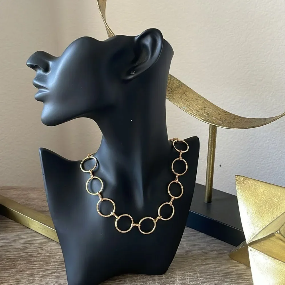Gold Circle Link Necklace N1023